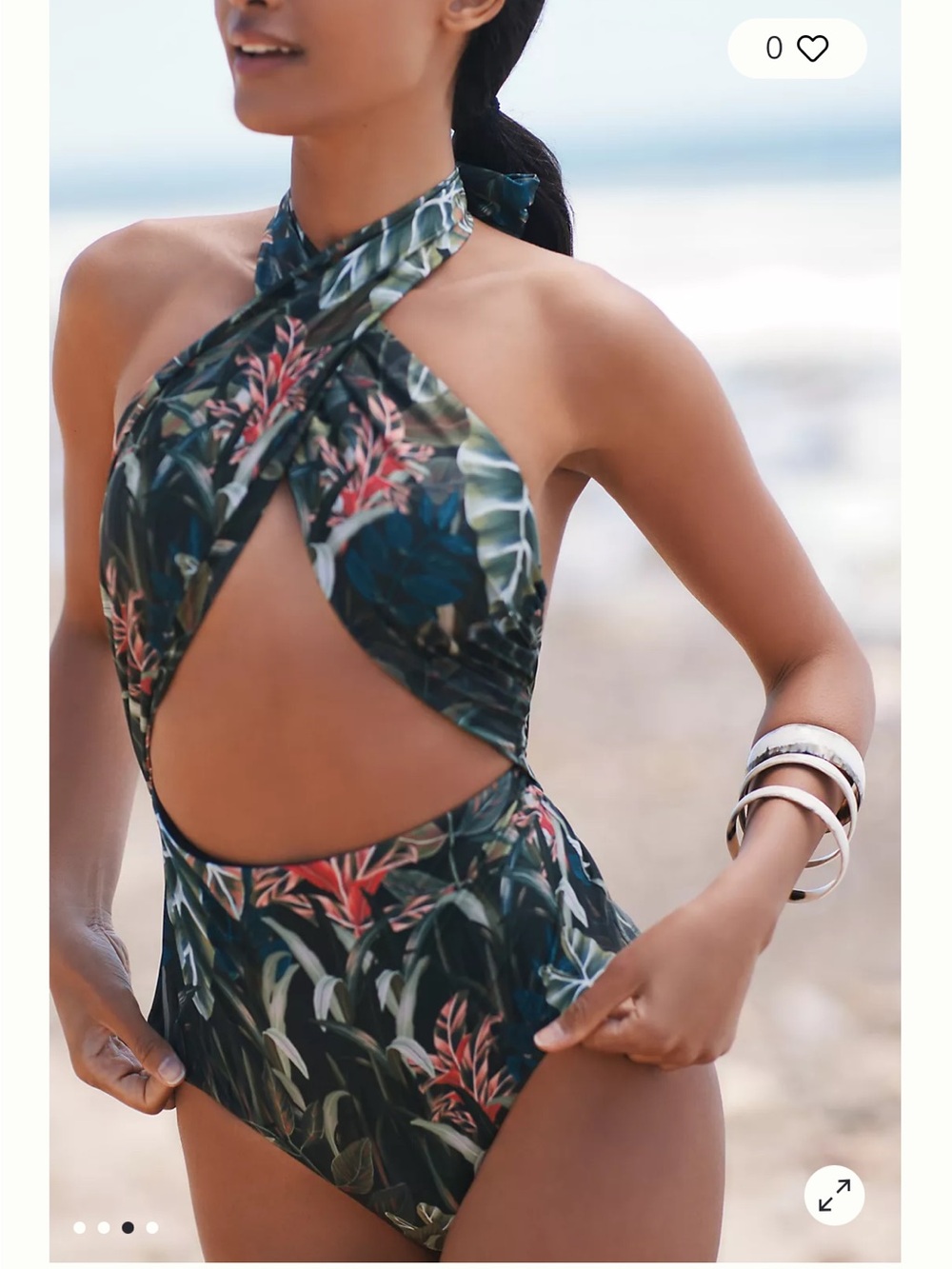 FARM Rio Tropical Leaf Print One-Piece Swimsuit, XS